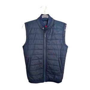Zara Man Basic Quilted Full Zip Navy Blue Vest With Pockets Men’s Size S NEW